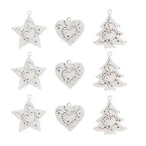 Metal Star Tree Heart Wall Decor White Iron Set of 9